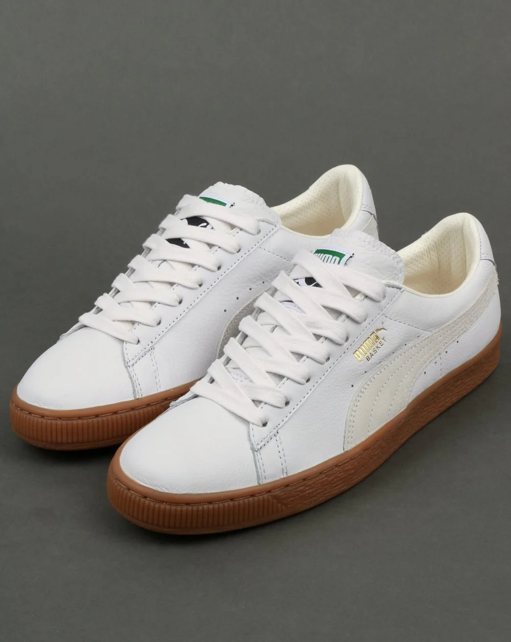 Puma Basket Classic Gum Deluxe Trainers White - Image 3
