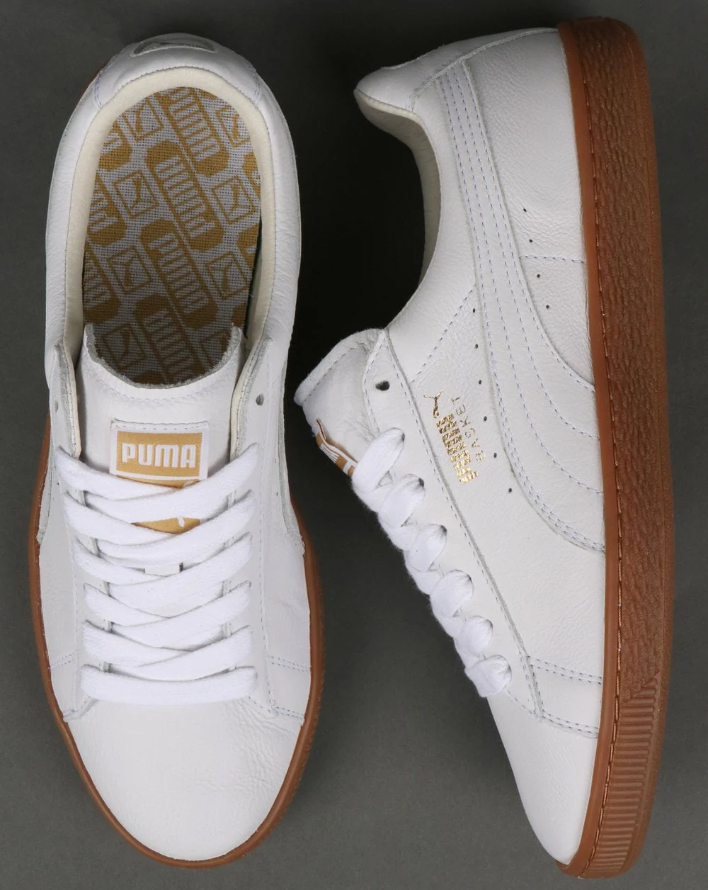 Puma Basket Classic Gum Trainer White/Metallic Gold - NEW DUE - Image 2