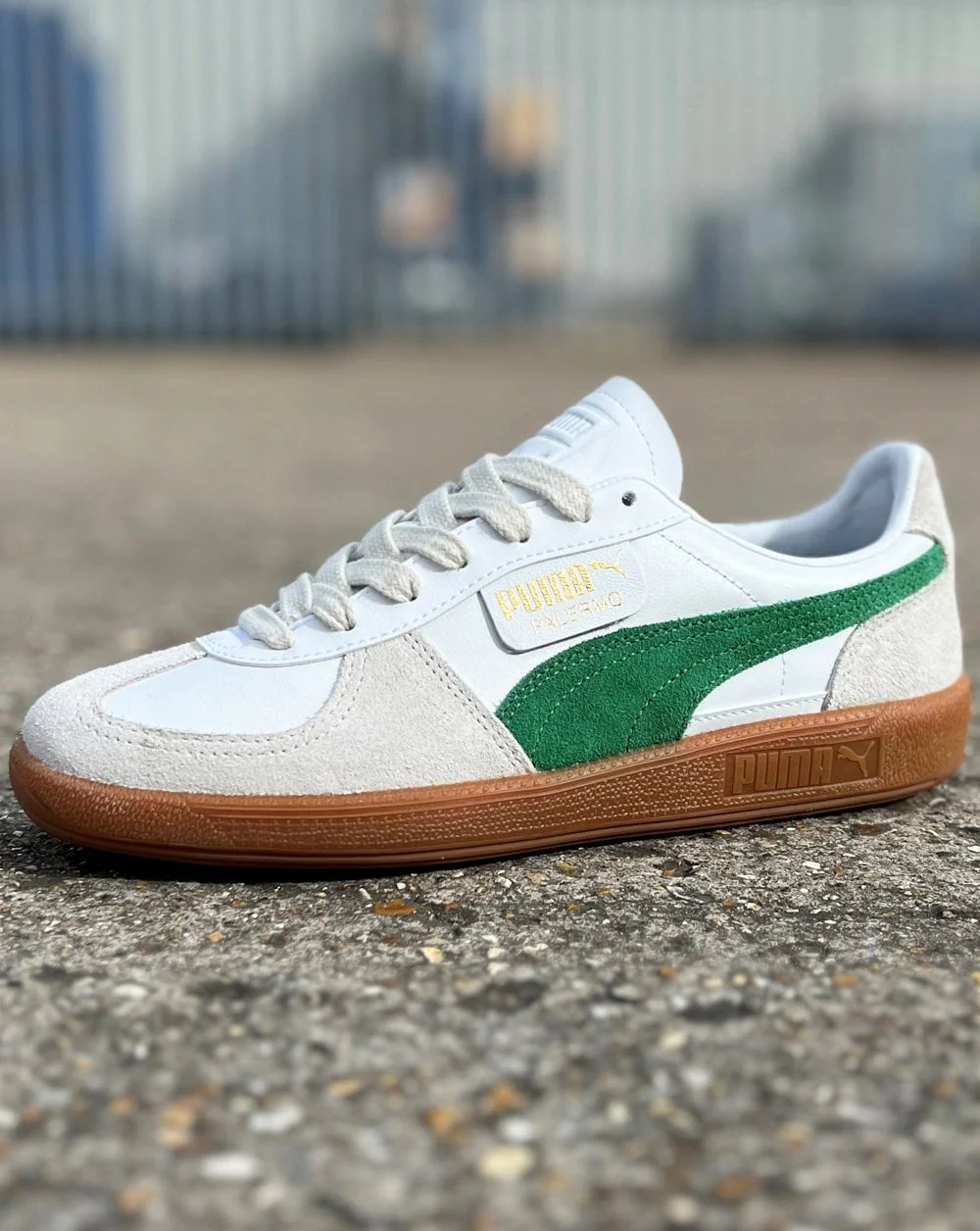 Puma Palermo Leather Trainer White / Green - Image 4