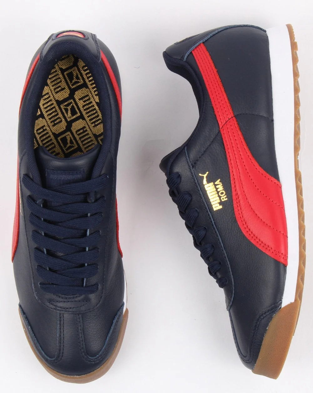 Puma Roma Classic Gum Trainer Peacoat/ribbon Red - Image 2