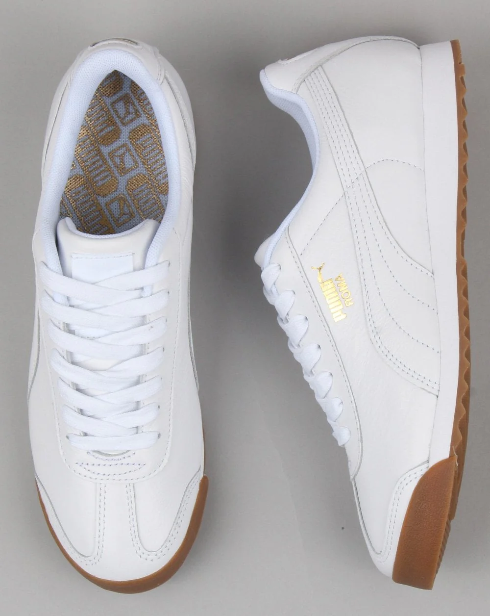 Puma Roma Classic Gum Trainer White/Gold leather - Image 2