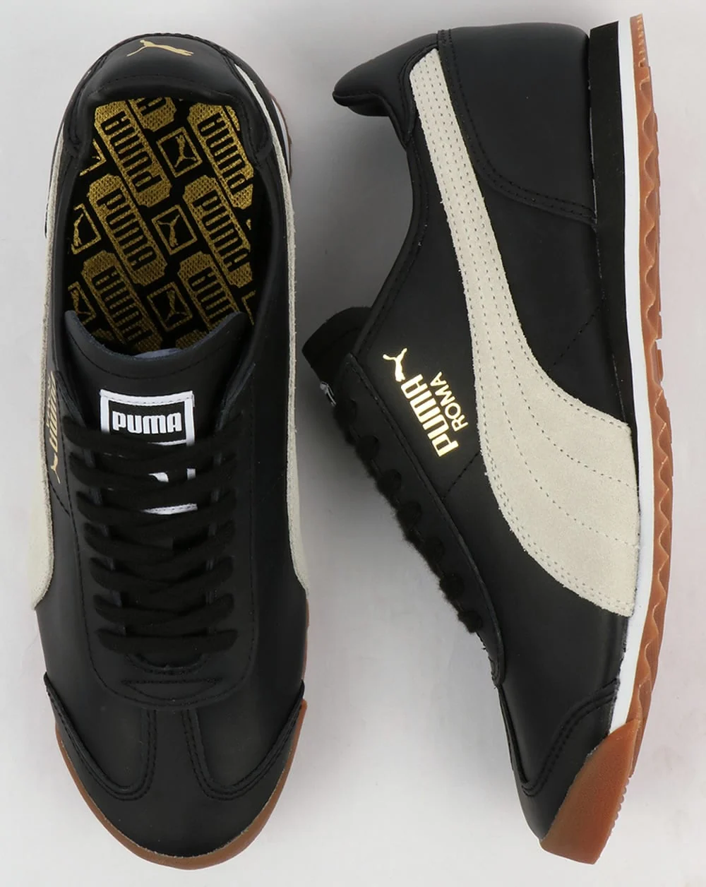 Puma Roma Leather 80s Trainers Black/White - Image 2