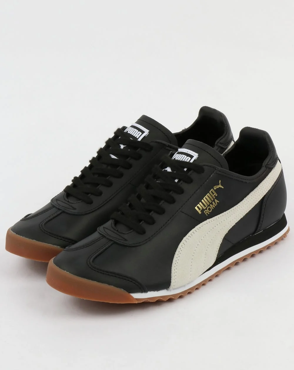 Puma Roma Leather 80s Trainers Black/White - Image 3