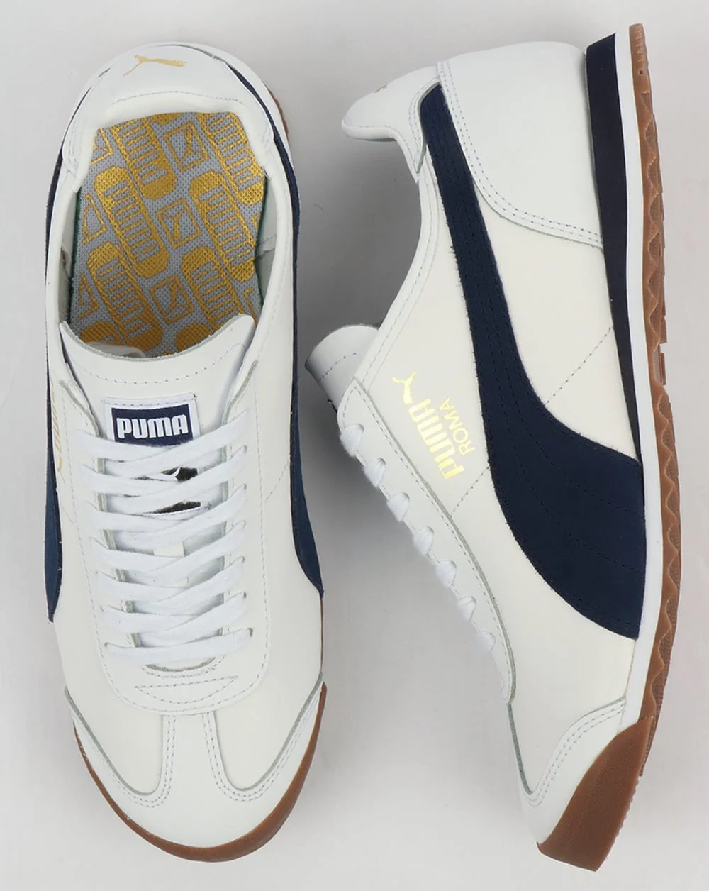 Puma Roma Leather 80s Trainers White/Navy - Image 2