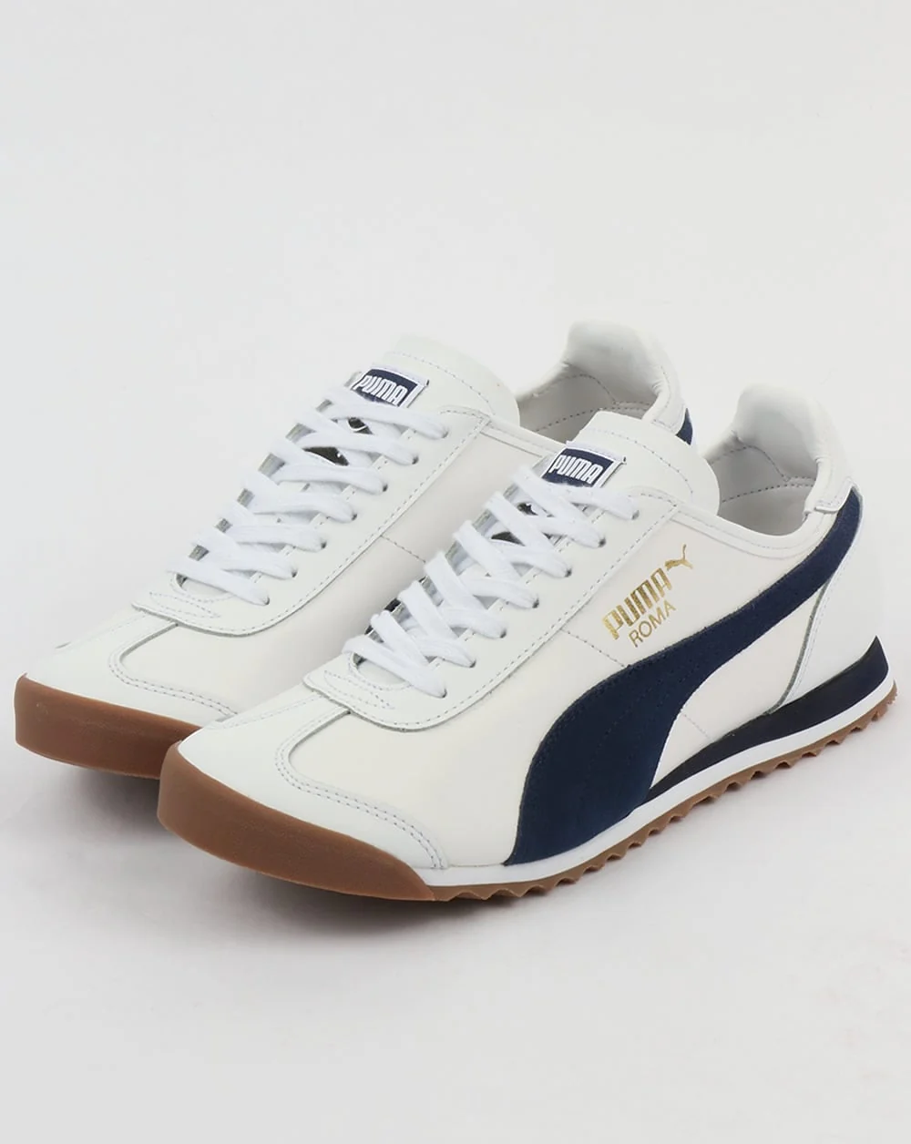 Puma Roma Leather 80s Trainers White/Navy - Image 3