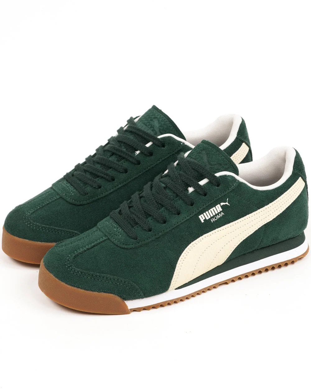 Puma Roma Suede Trainers Green White - Image 2
