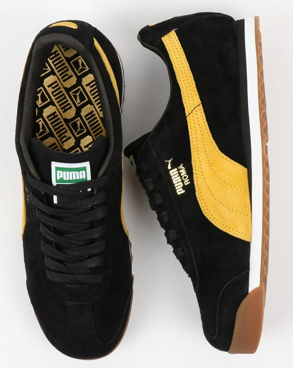 Puma Roma Trainers Black/Yellow - Image 2