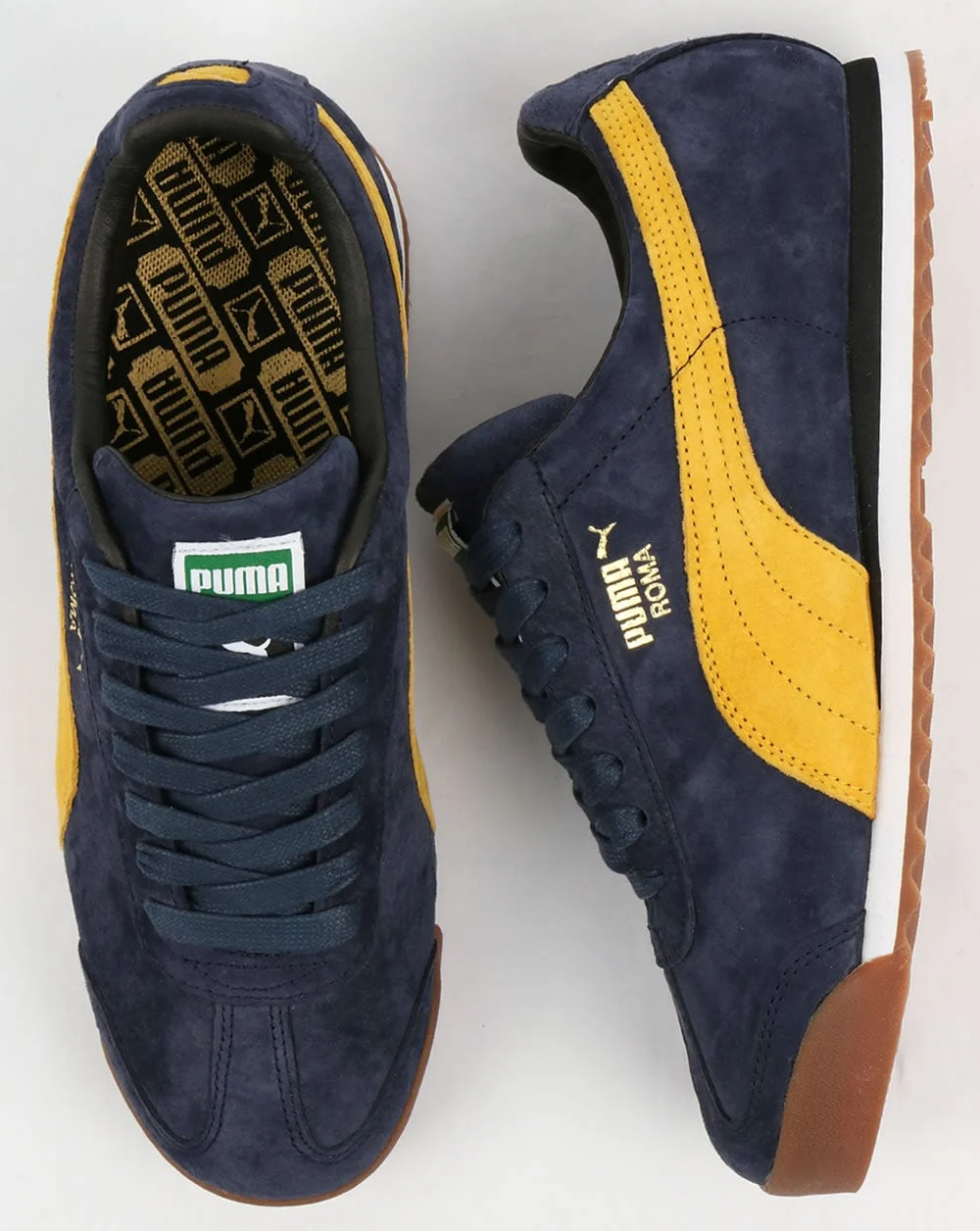 Puma Roma Trainers Navy/Yellow - Image 3