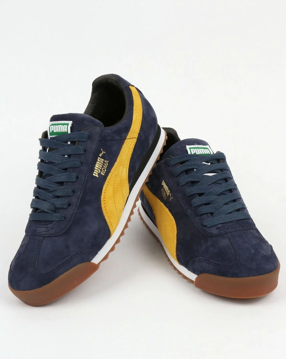 Puma Roma Trainers Navy/Yellow - Image 4