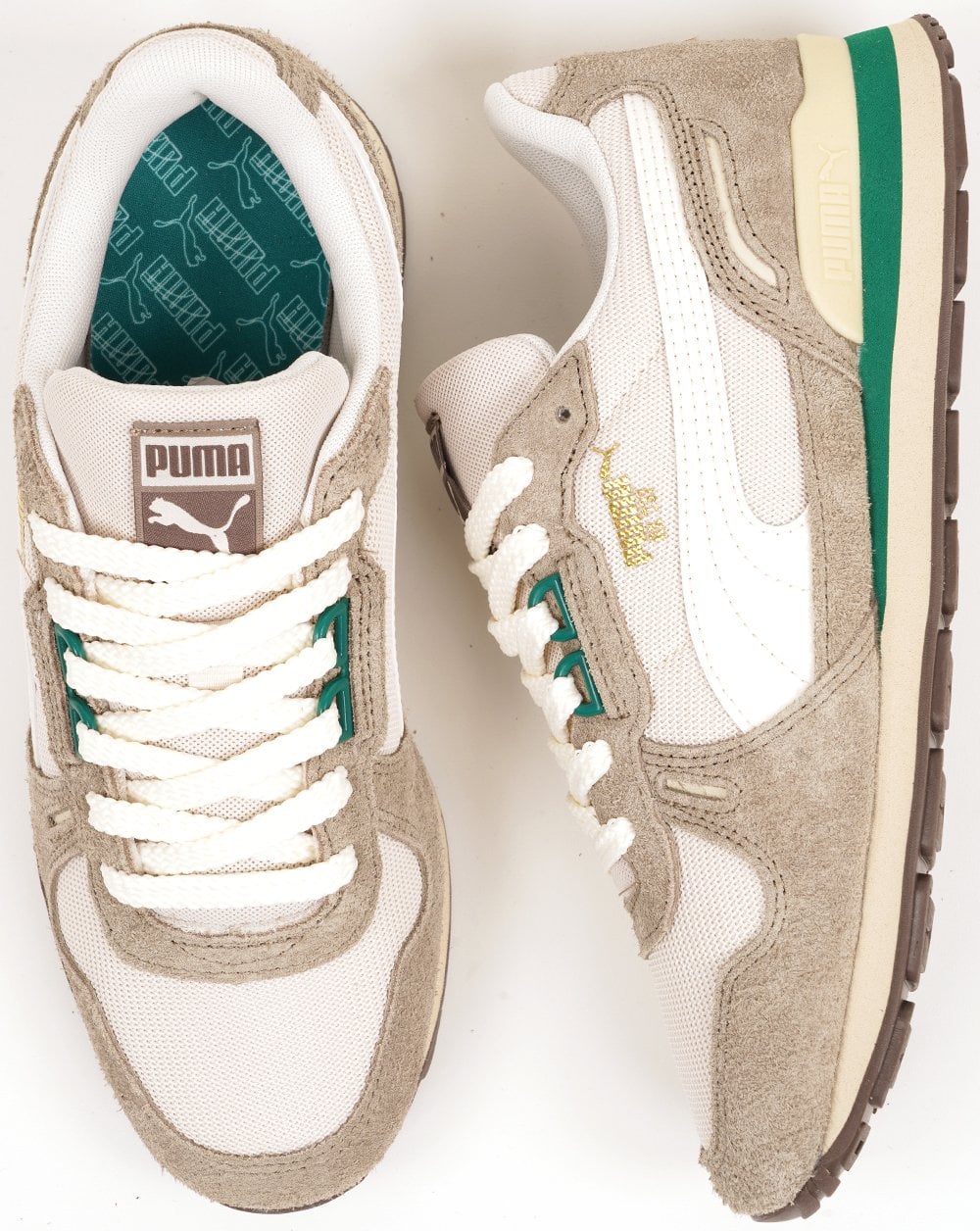 Puma RX 737 Vintage Trainers Off White Green - Image 5