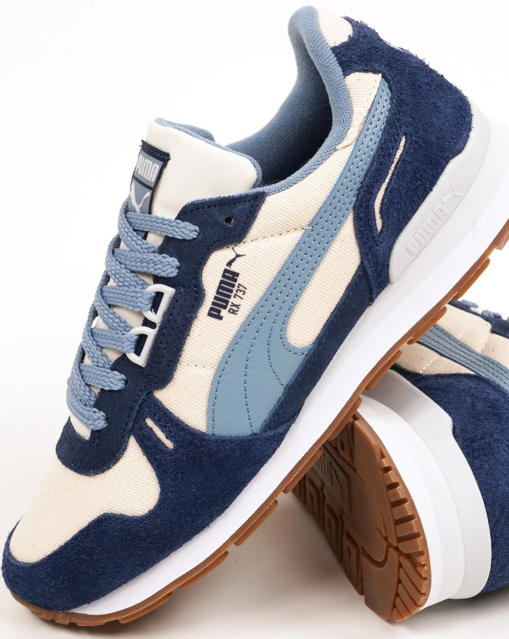Puma RX 737 Vintage Trainers Snow Navy Blue - Image 3
