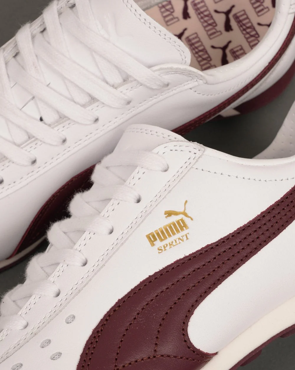 Puma Sprint Trainers White/Burgundy - Image 3