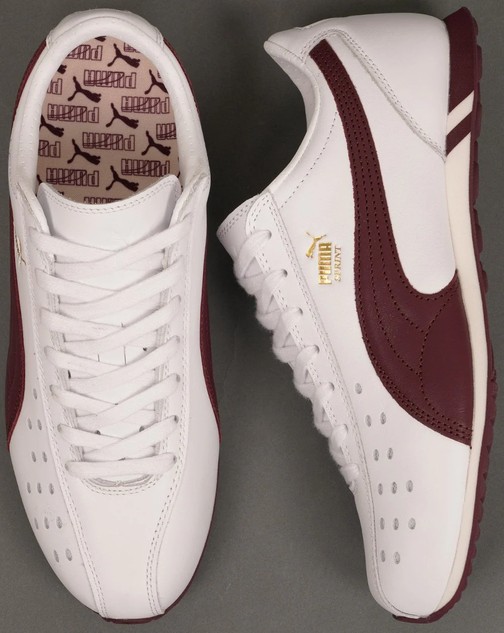 Puma Sprint Trainers White/Burgundy - Image 4