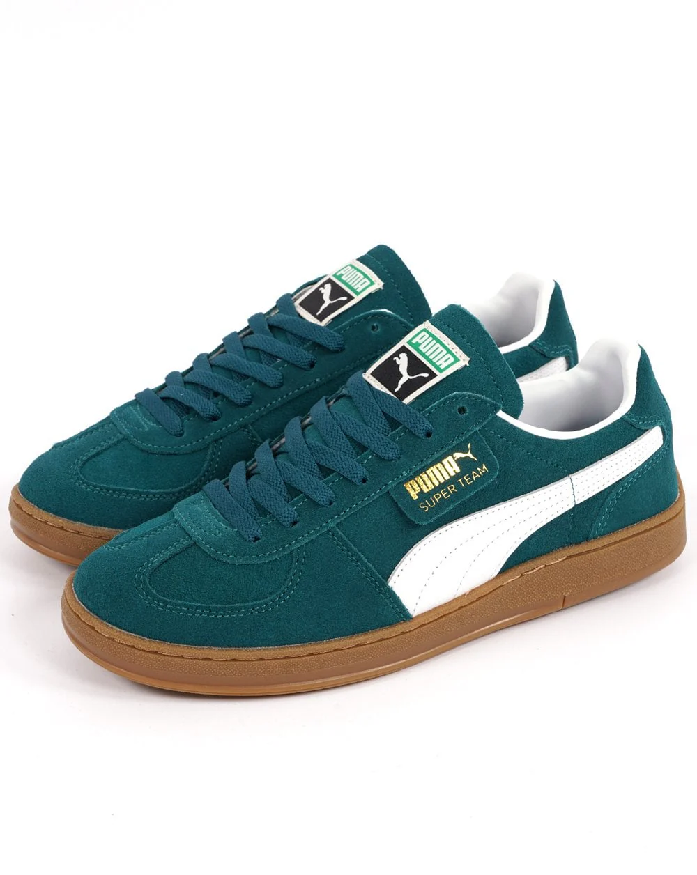 Puma Super Team Suede Trainers Green White - Image 2