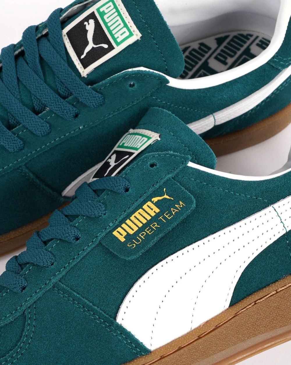 Puma Super Team Suede Trainers Green White - Image 3