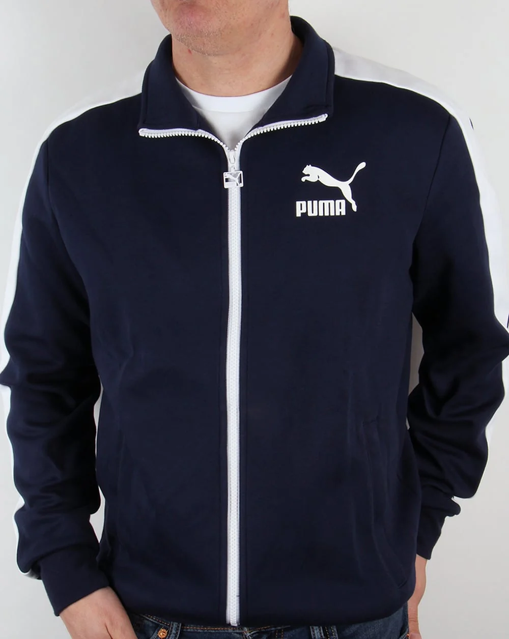 Puma T7 Track Top Navy/white - Image 2