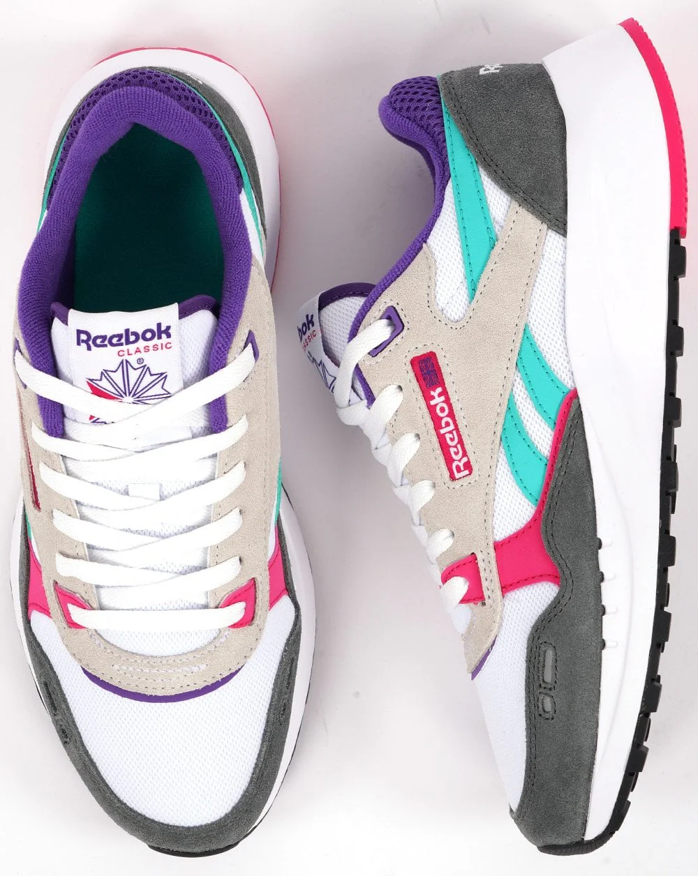 Reebok Classic 2400 Trainers Chalk/Grey/Pink - Image 4