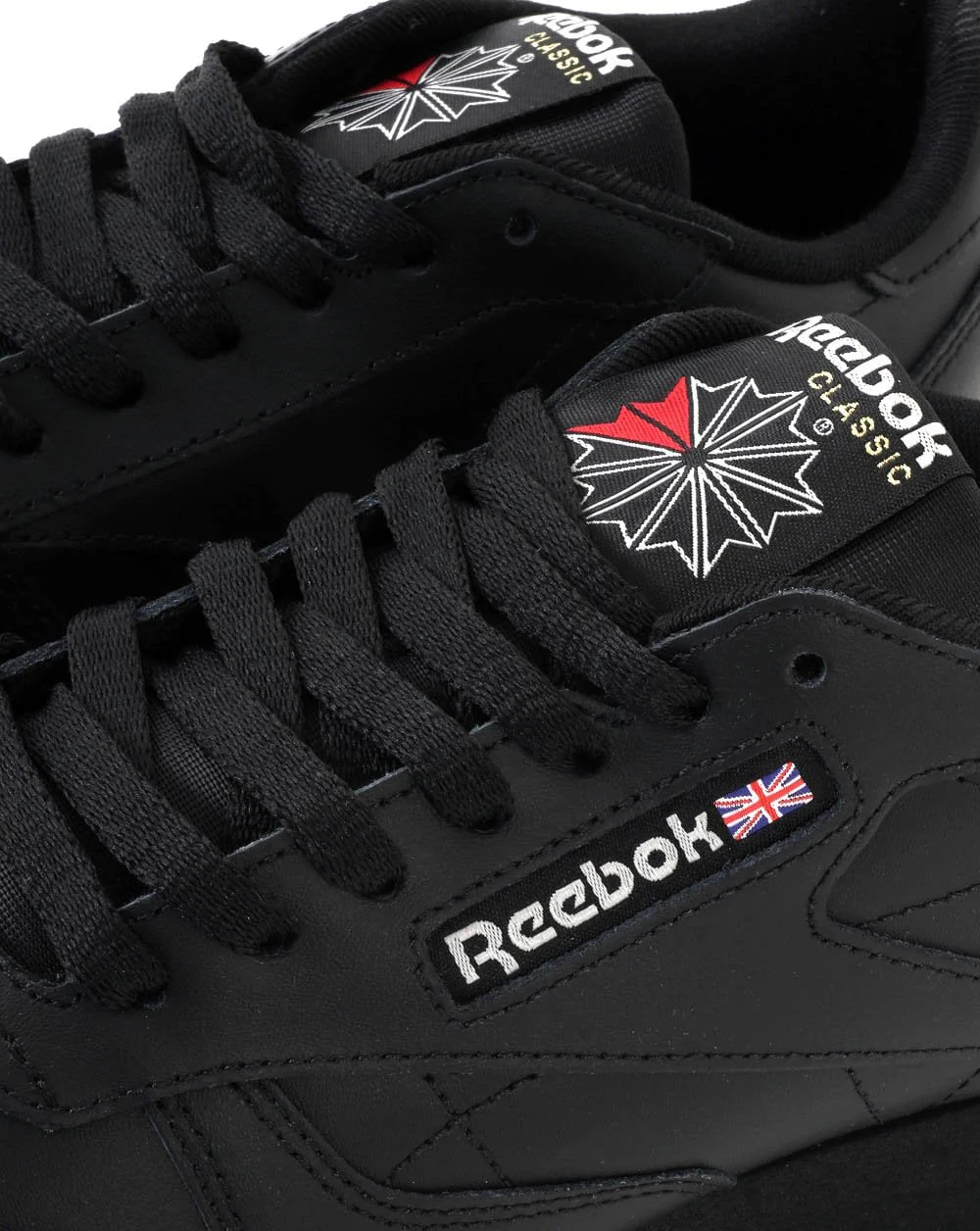 Reebok Classic Leather Trainers Black/Black - Image 3