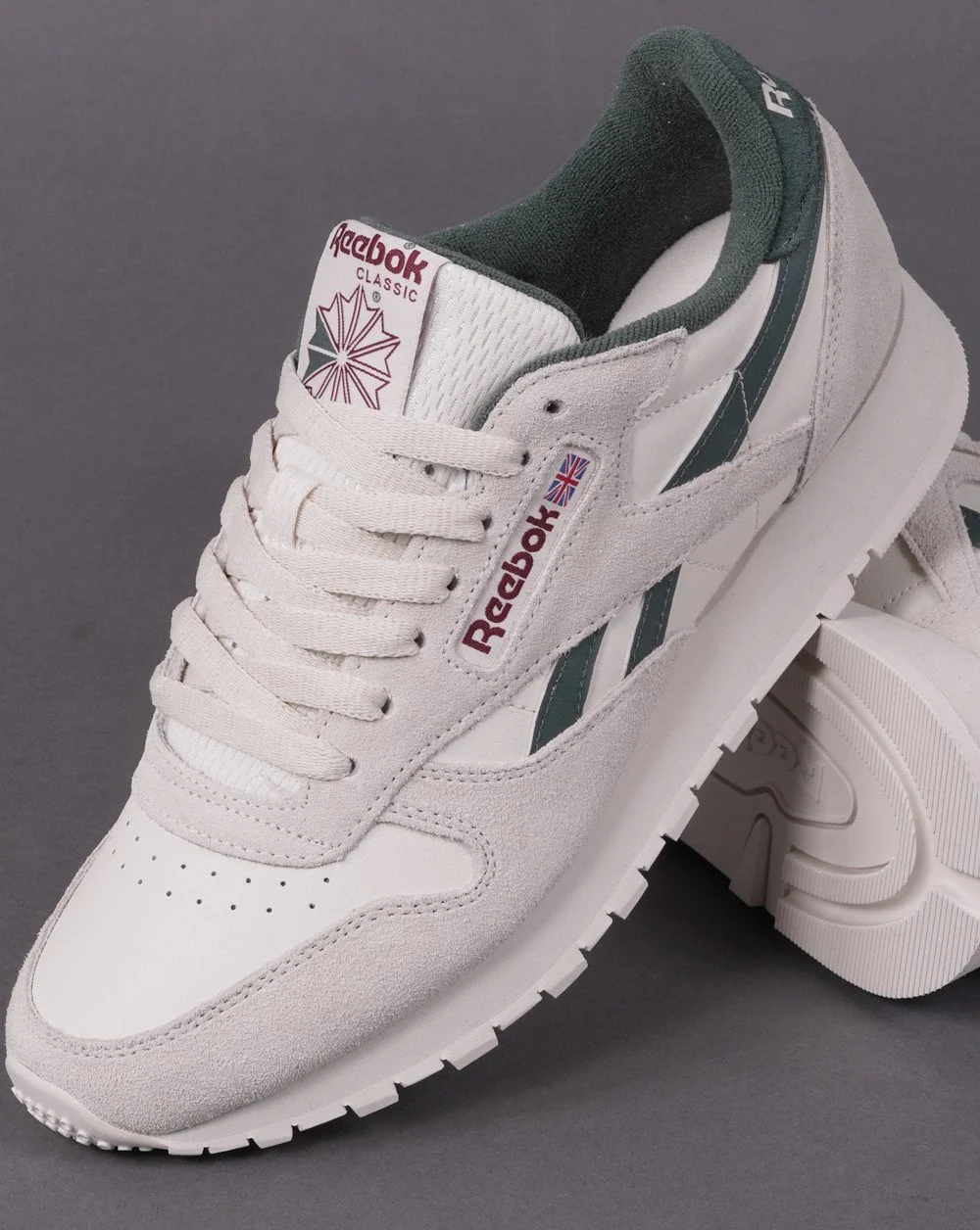 Reebok Classic Leather Trainers Chalk White/Dark Green