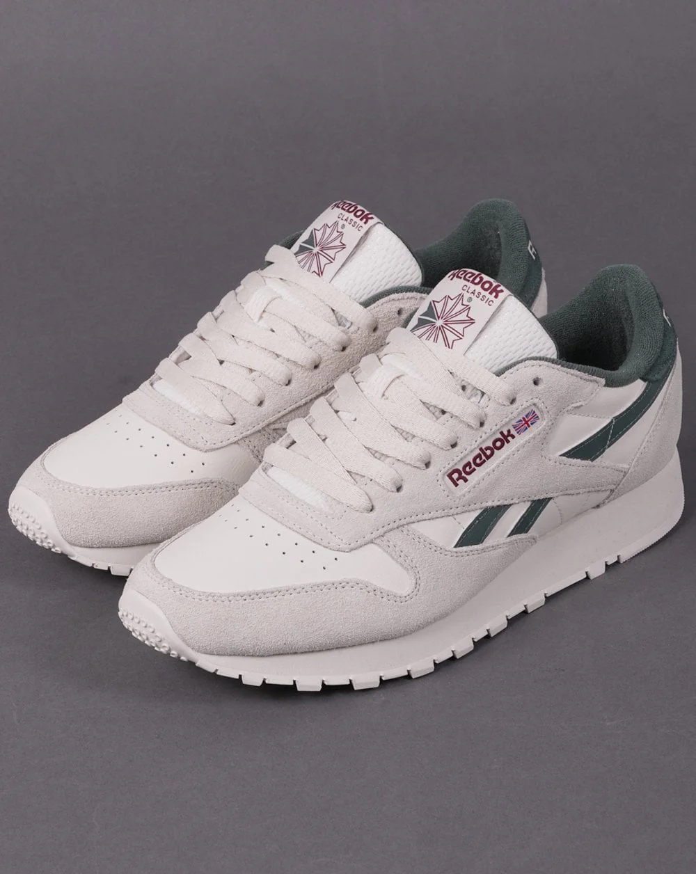 Reebok Classic Leather Trainers Chalk White/Dark Green - Image 2