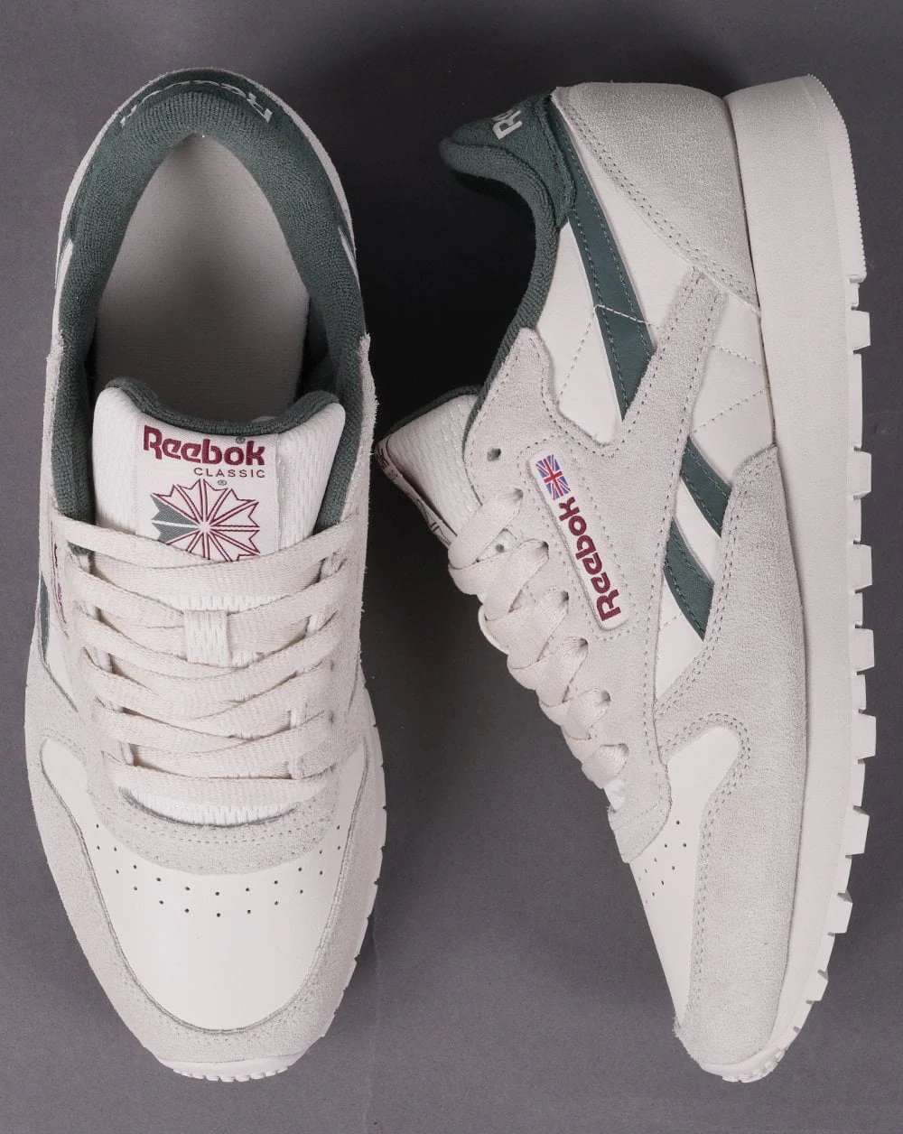 Reebok Classic Leather Trainers Chalk White/Dark Green - Image 4
