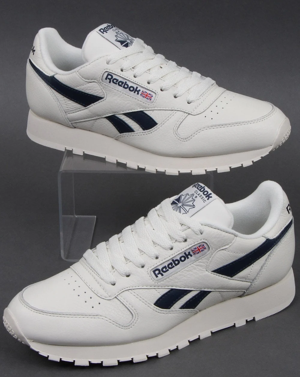 Reebok Classic Leather Trainers Vintage White/Navy