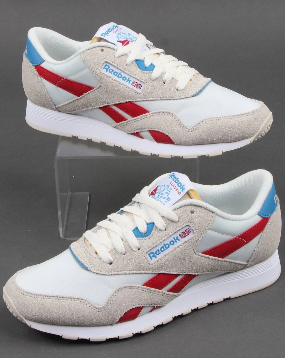 Reebok Classic Nylon Trainers Chalk/Scarlet/Cyan