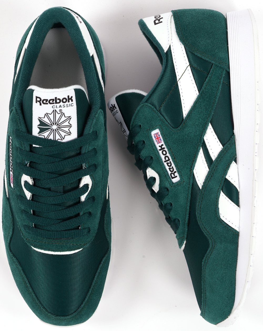 Reebok Classic Nylon Trainers Green/White - Image 4