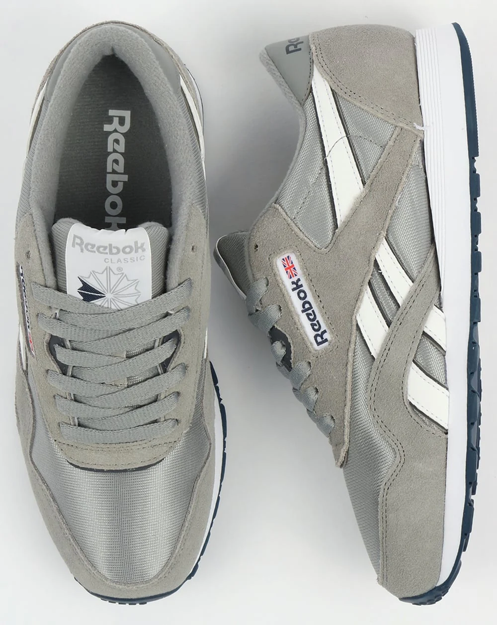 Reebok Classic Nylon Trainers Platinum/Jet Blue - Image 2