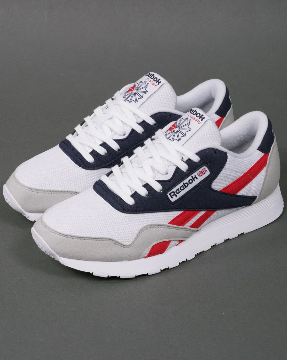 Reebok Classic Nylon Trainers White/Navy/Red - Image 2