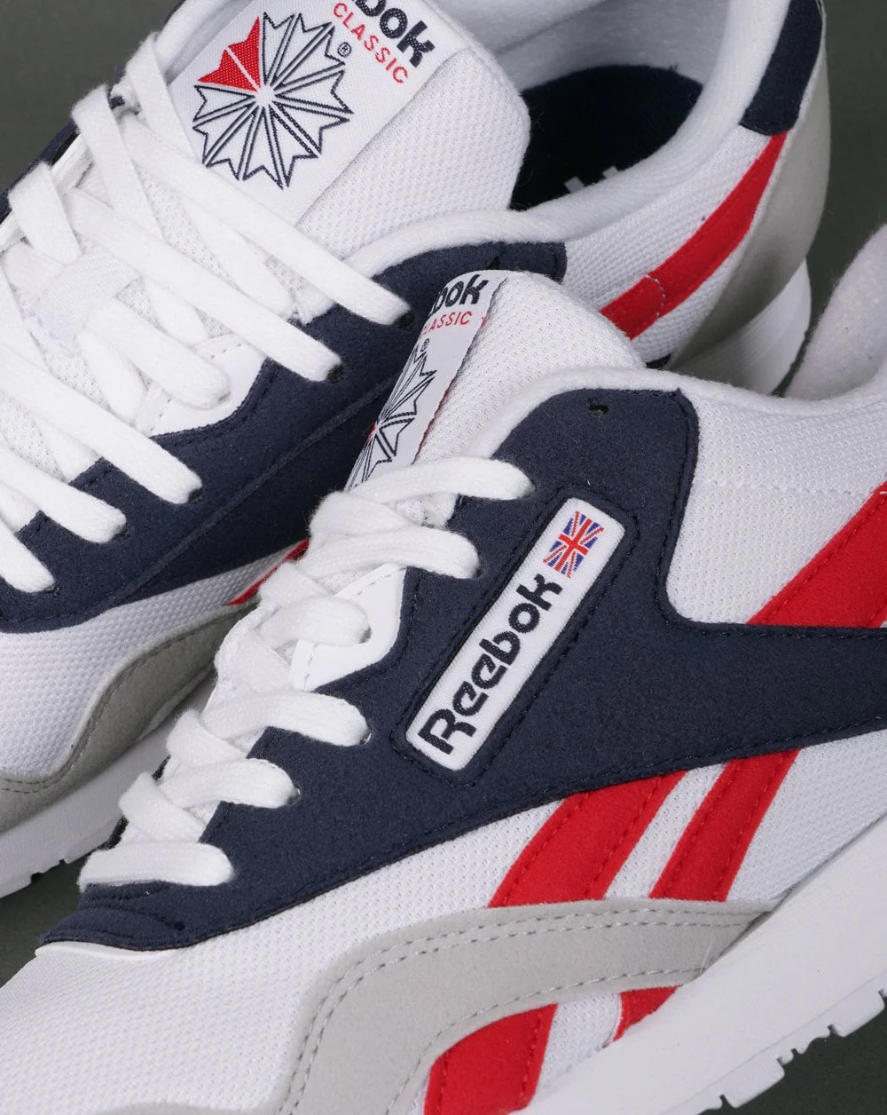 Reebok Classic Nylon Trainers White/Navy/Red - Image 3