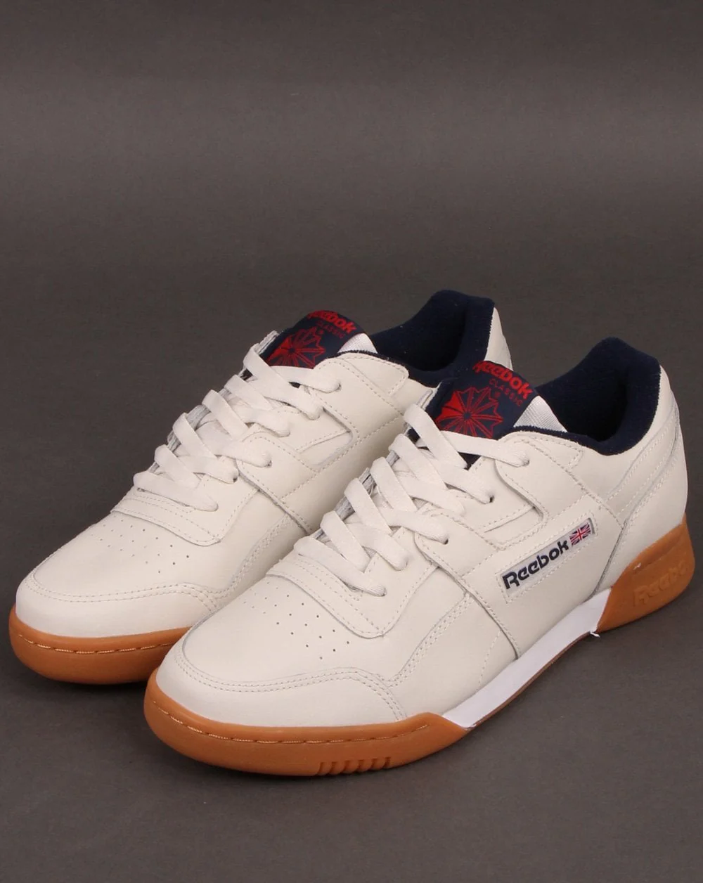 Reebok Workout Plus Trainers Chalk/Navy - Image 3