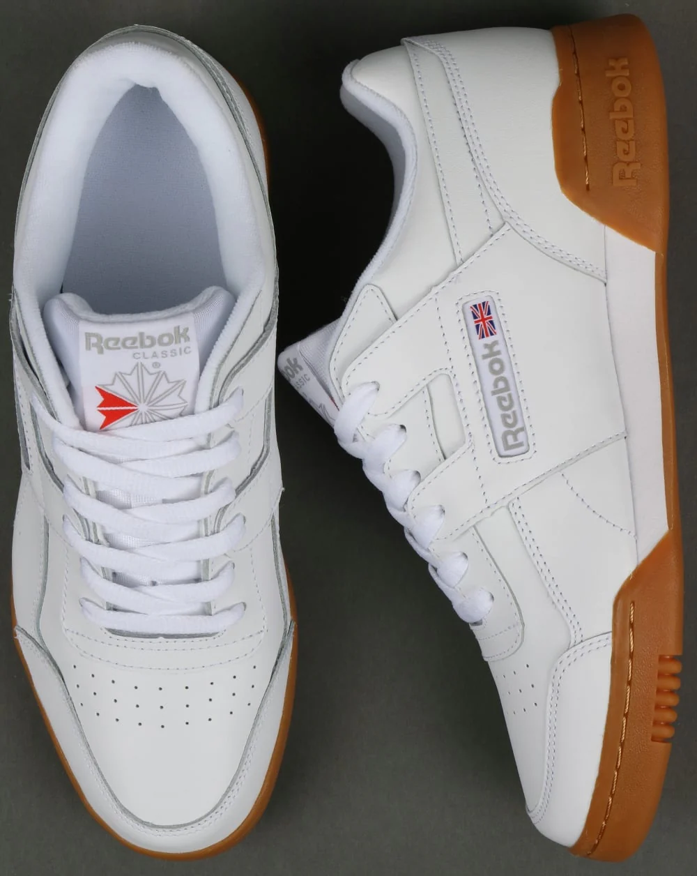 Reebok Workout Plus Trainers White/Carbon/Gum - Image 2