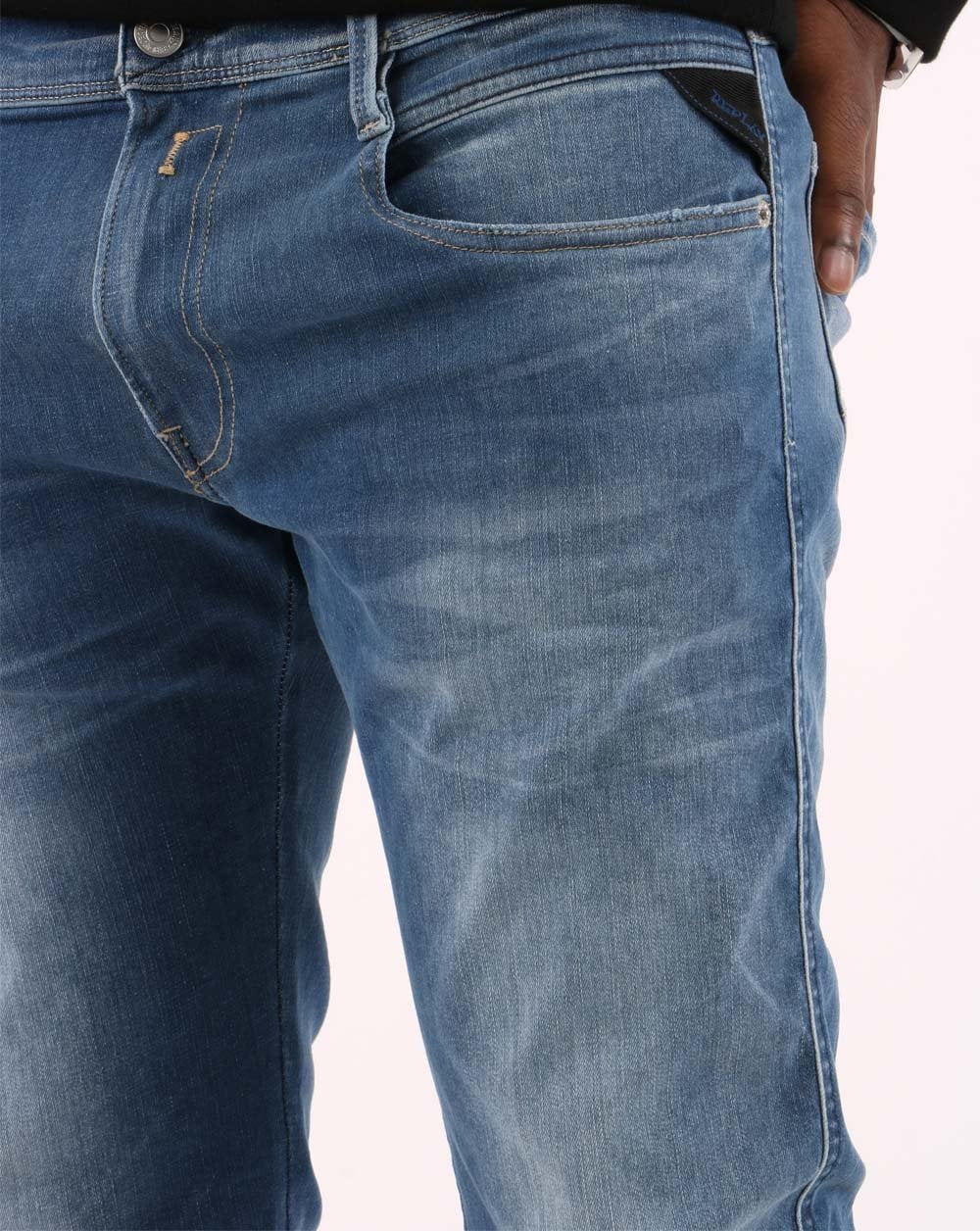 Replay Anbass Hyperflex Re-used Jeans Medium Blue - Image 2