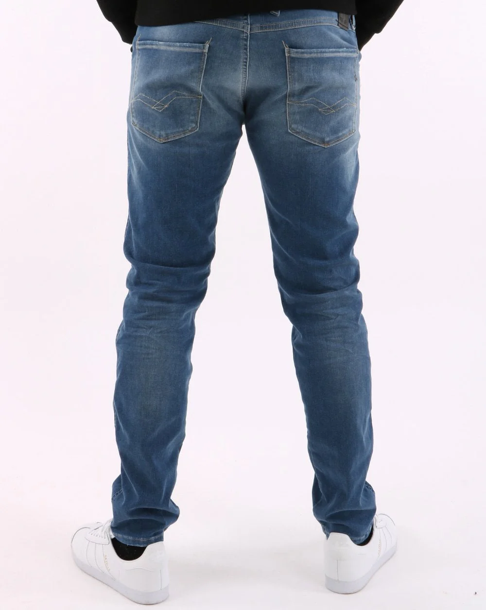 Replay Anbass Hyperflex Re-used Jeans Medium Blue - Image 3