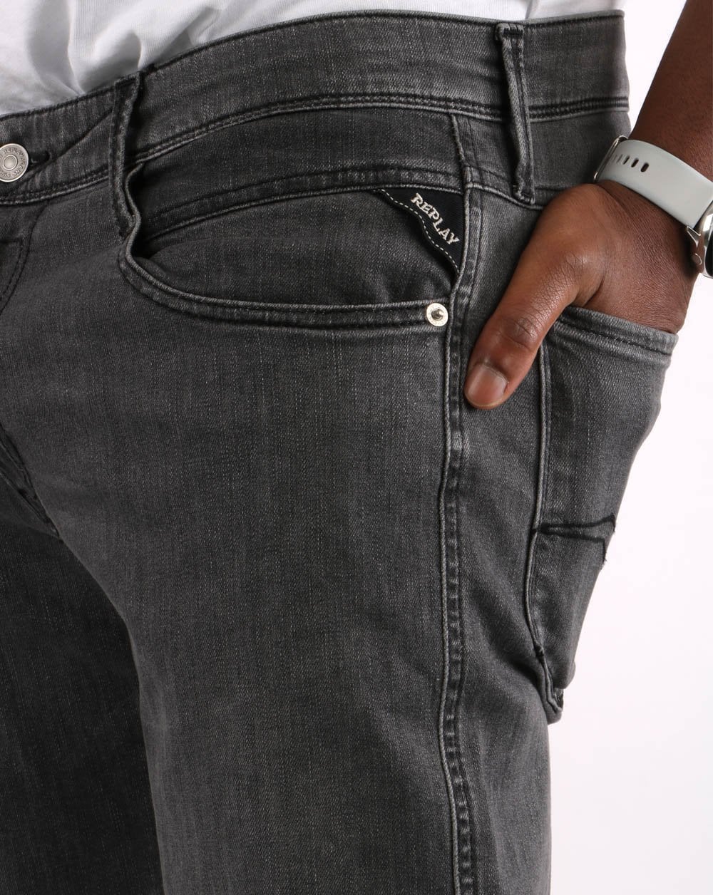 Replay Anbass Slim Fit Jeans Medium Grey - Image 2