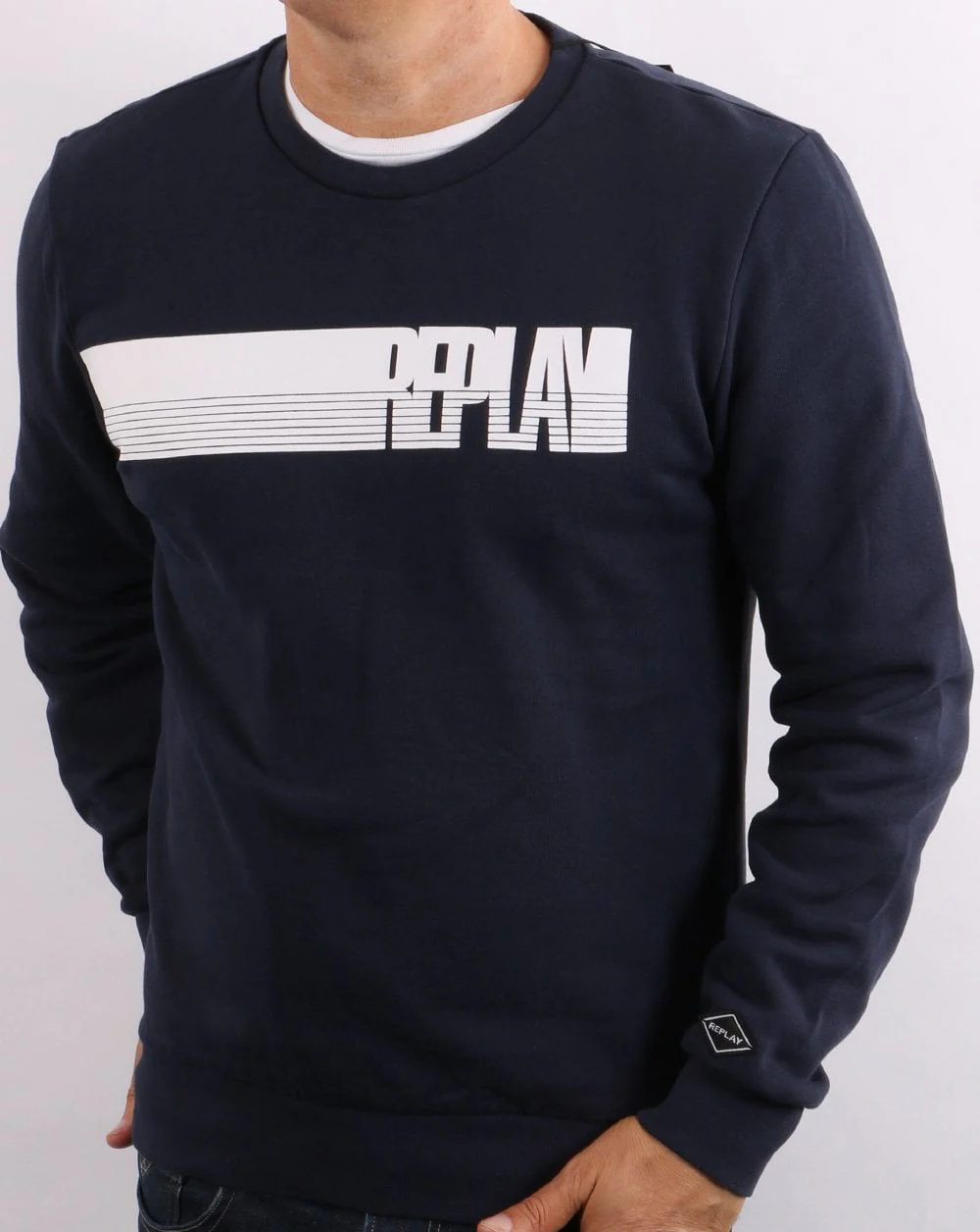 Replay Logo Sweatshirt Navy Blue - Image 3