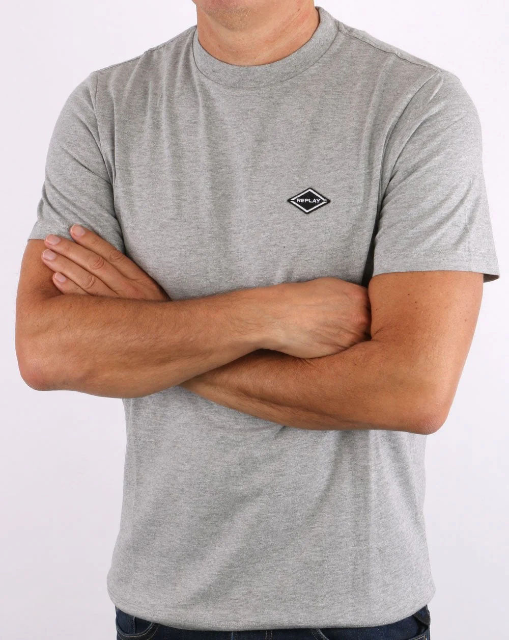 Replay Logo T-shirt Grey Melange - Image 3