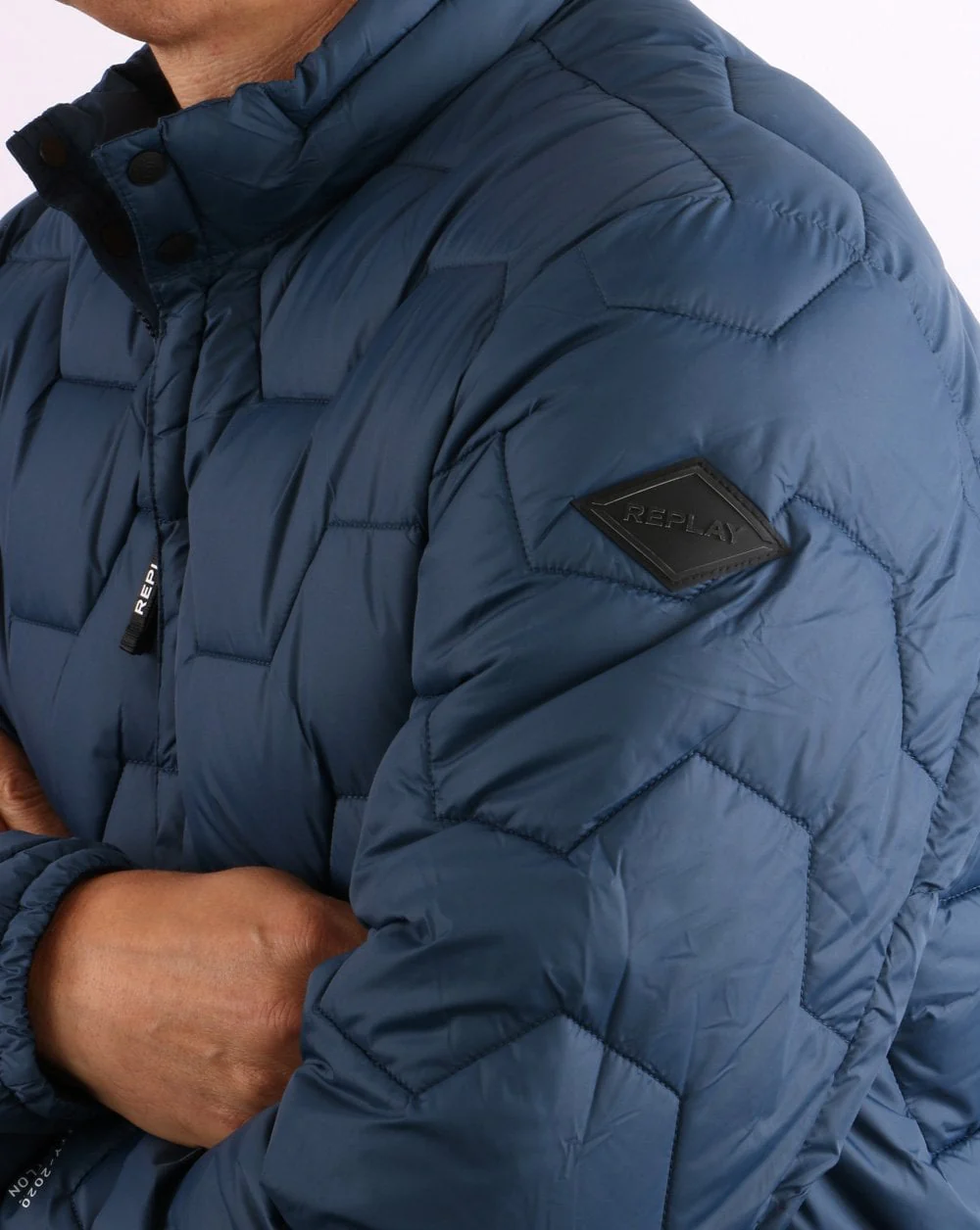 Replay Quilted Jacket Petrol Blue - Image 2