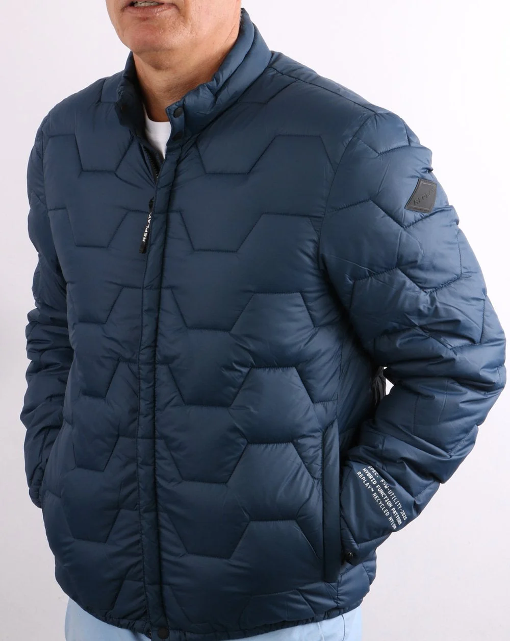 Replay Quilted Jacket Petrol Blue - Image 3