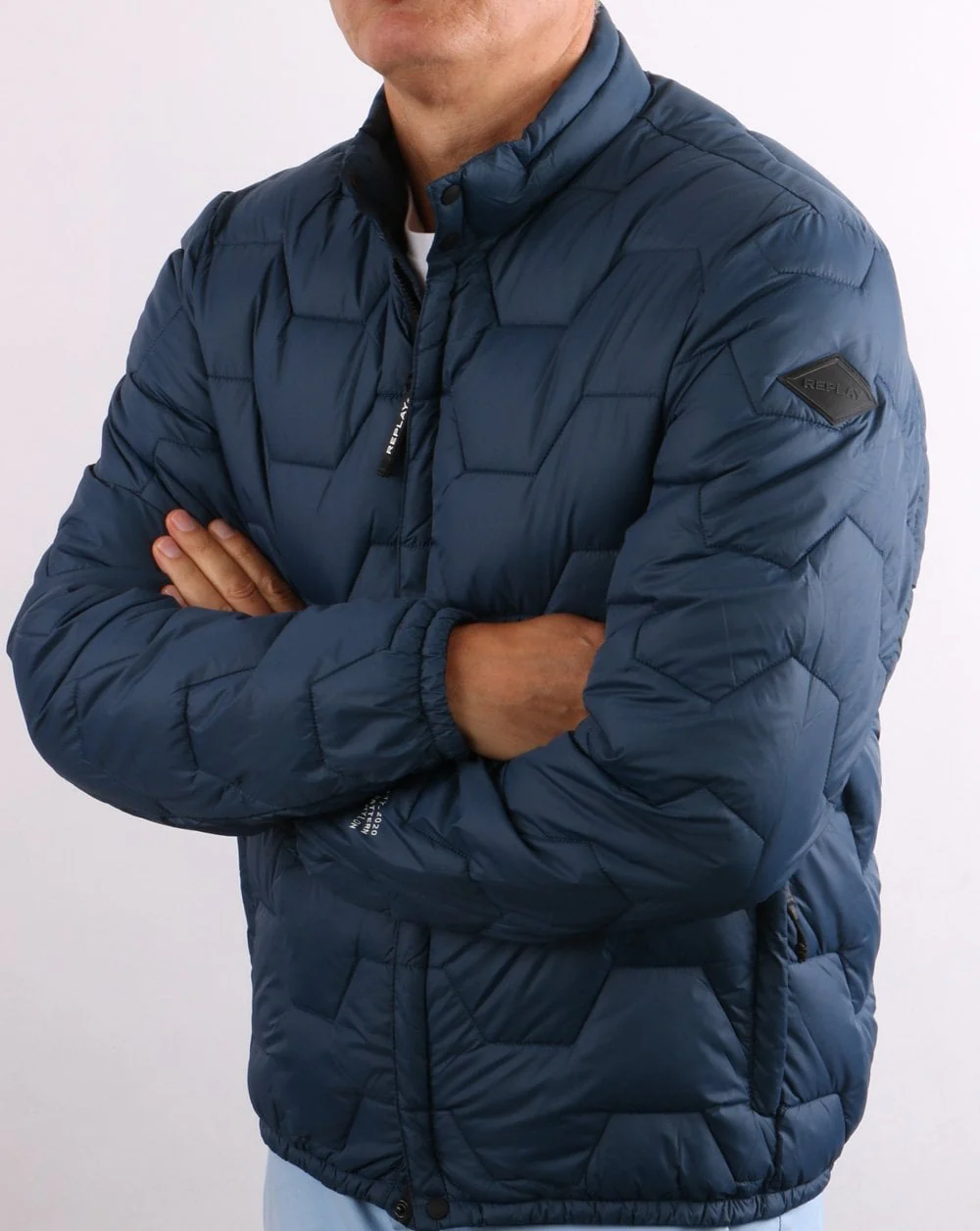 Replay Quilted Jacket Petrol Blue - Image 4
