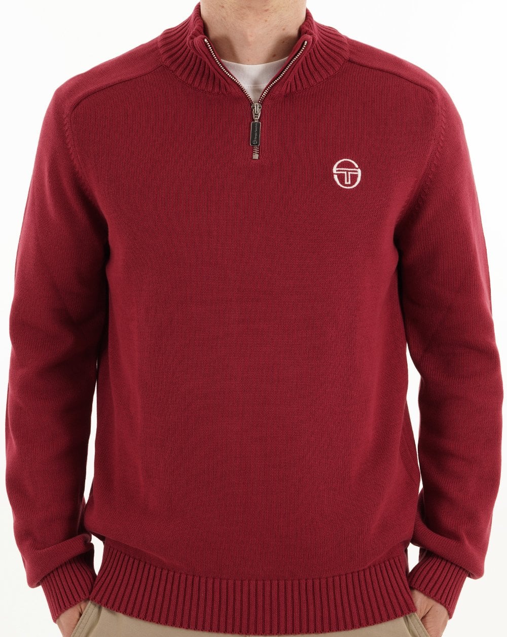 Sergio Tacchini 1/4 Zip knit Burgundy - Image 2
