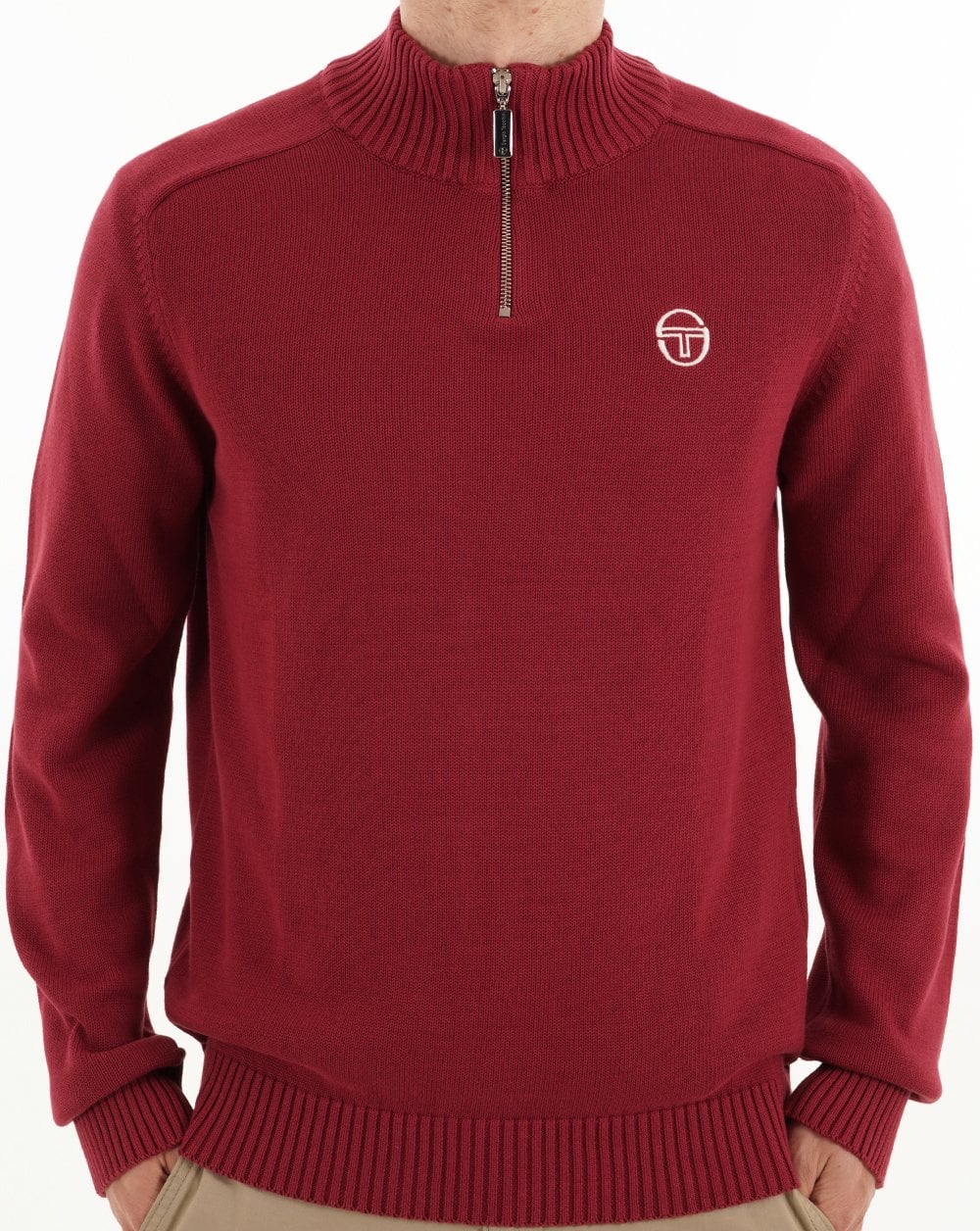 Sergio Tacchini 1/4 Zip knit Burgundy - Image 3