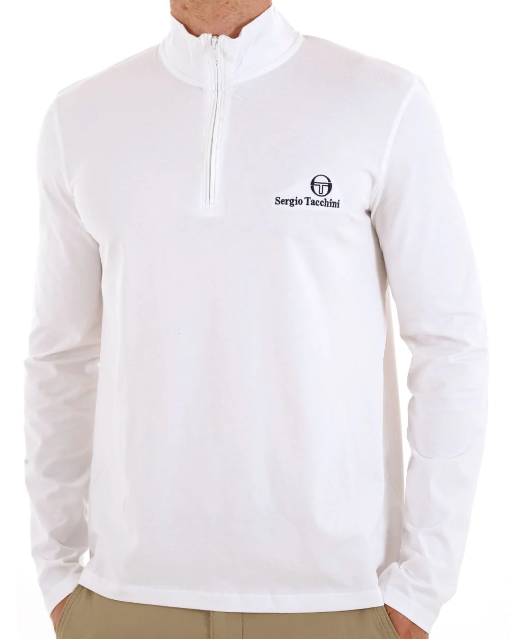 Sergio Tacchini 1/4 Zip Long Sleeve Top White - Image 2