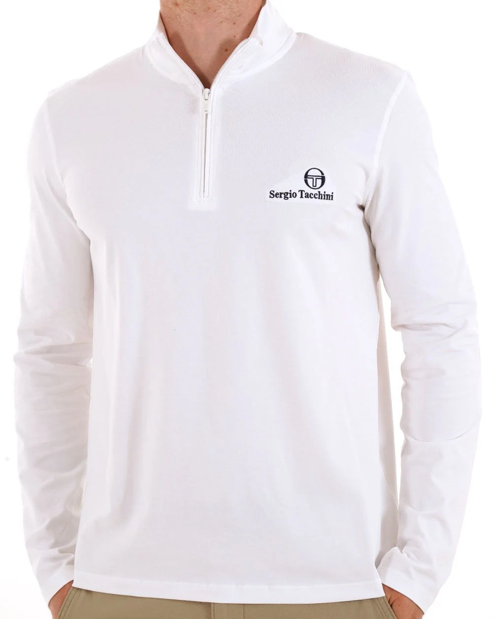 Sergio Tacchini 1/4 Zip Long Sleeve Top White - Image 3