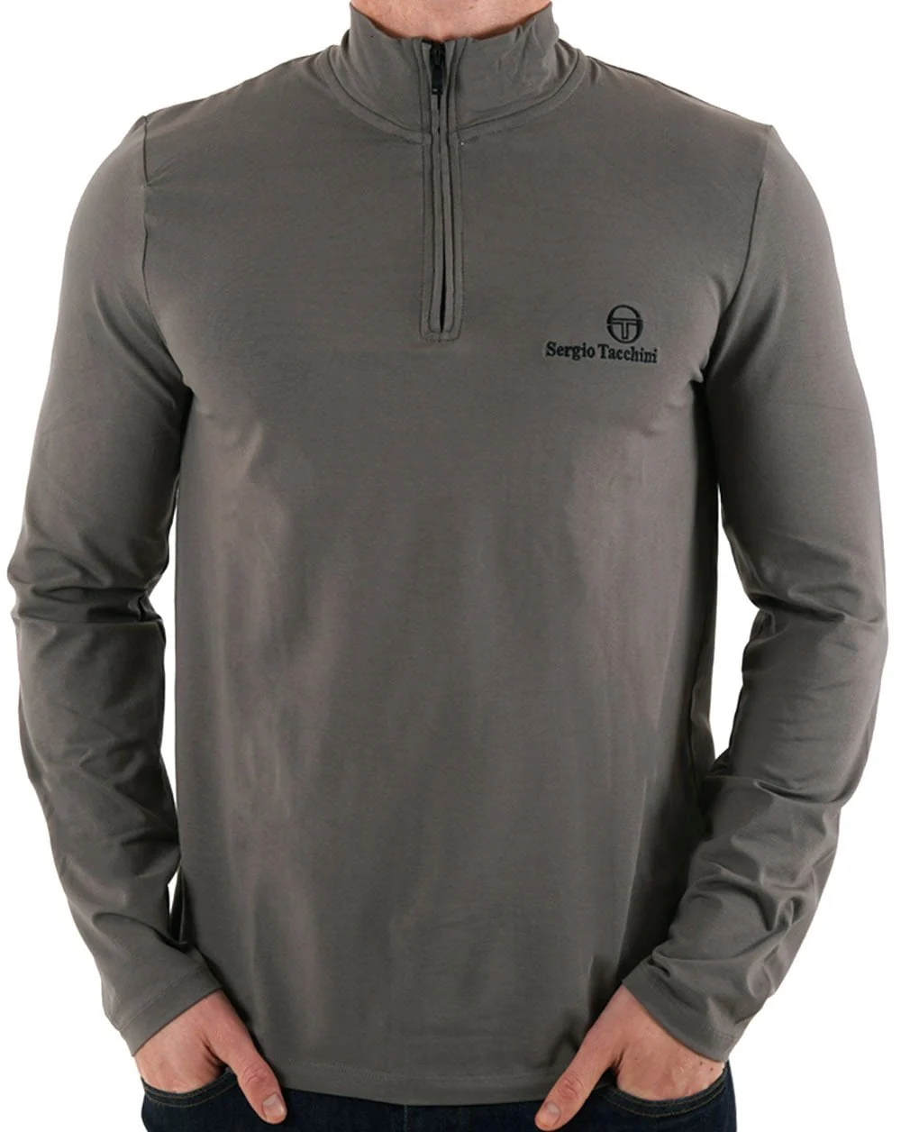 Sergio Tacchini 1/4 Zip Top Charcoal - Image 2