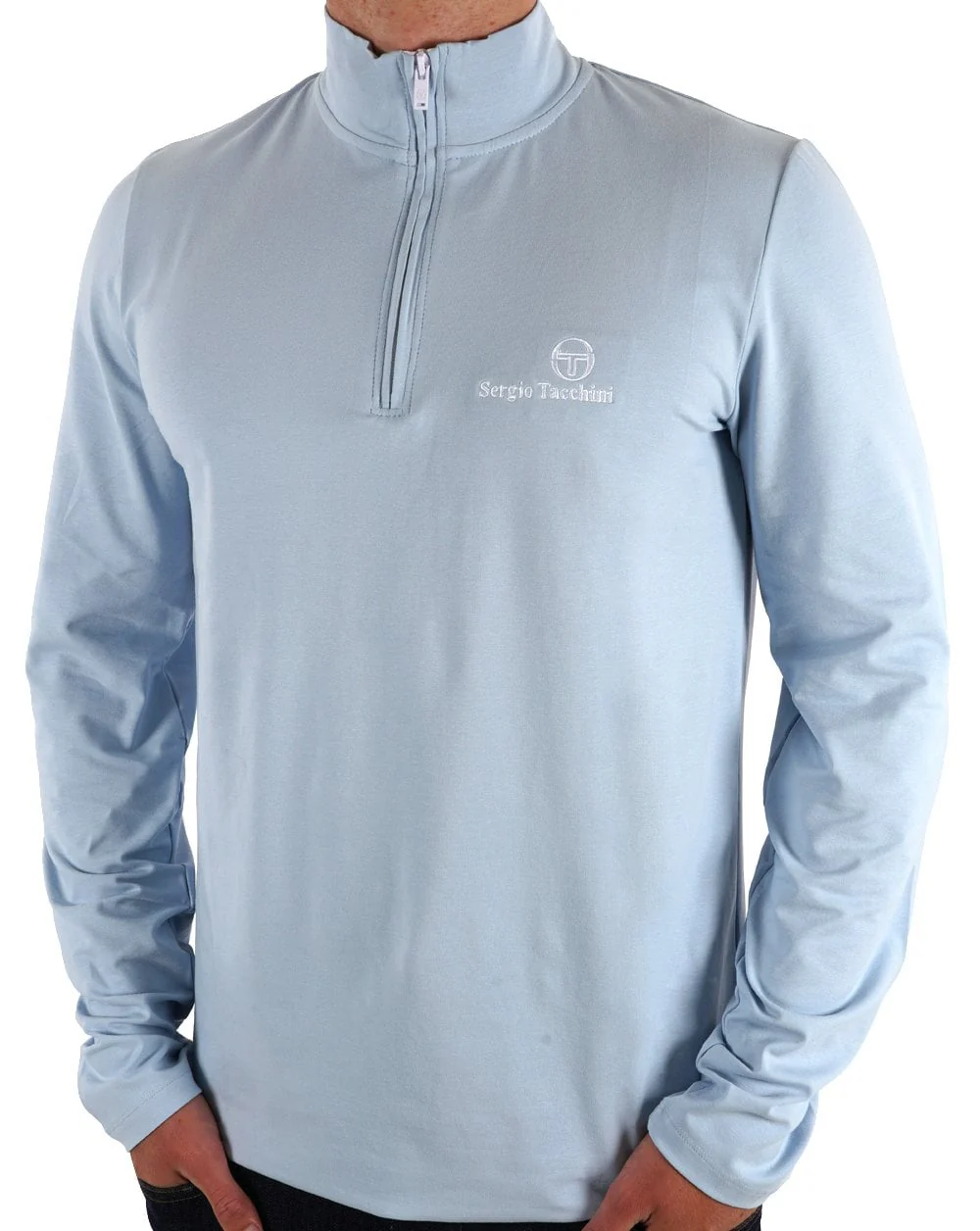 Sergio Tacchini 1/4 Zip Top Sky Blue - Image 3