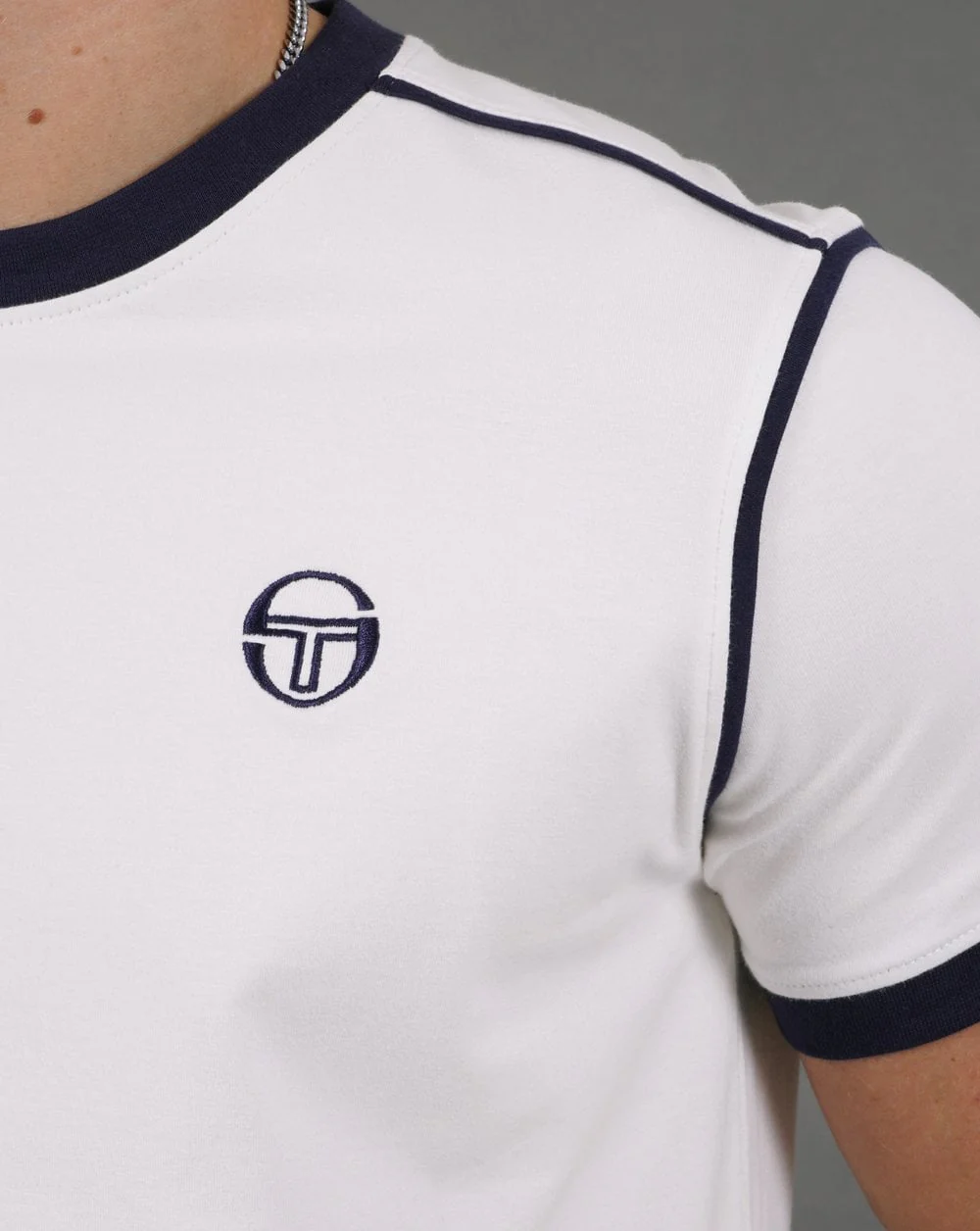Sergio Tacchini 2 stripe T Shirt Gardenia - Image 2
