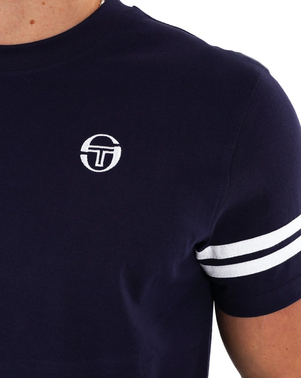 Sergio Tacchini 2 Stripe T Shirt Navy / White - Image 2