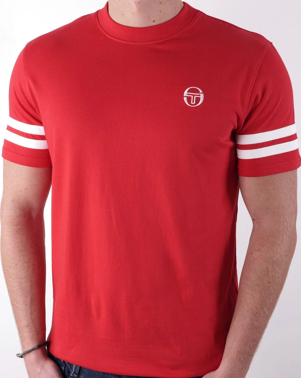 Sergio Tacchini 2 Stripe T Shirt Red White - Image 2